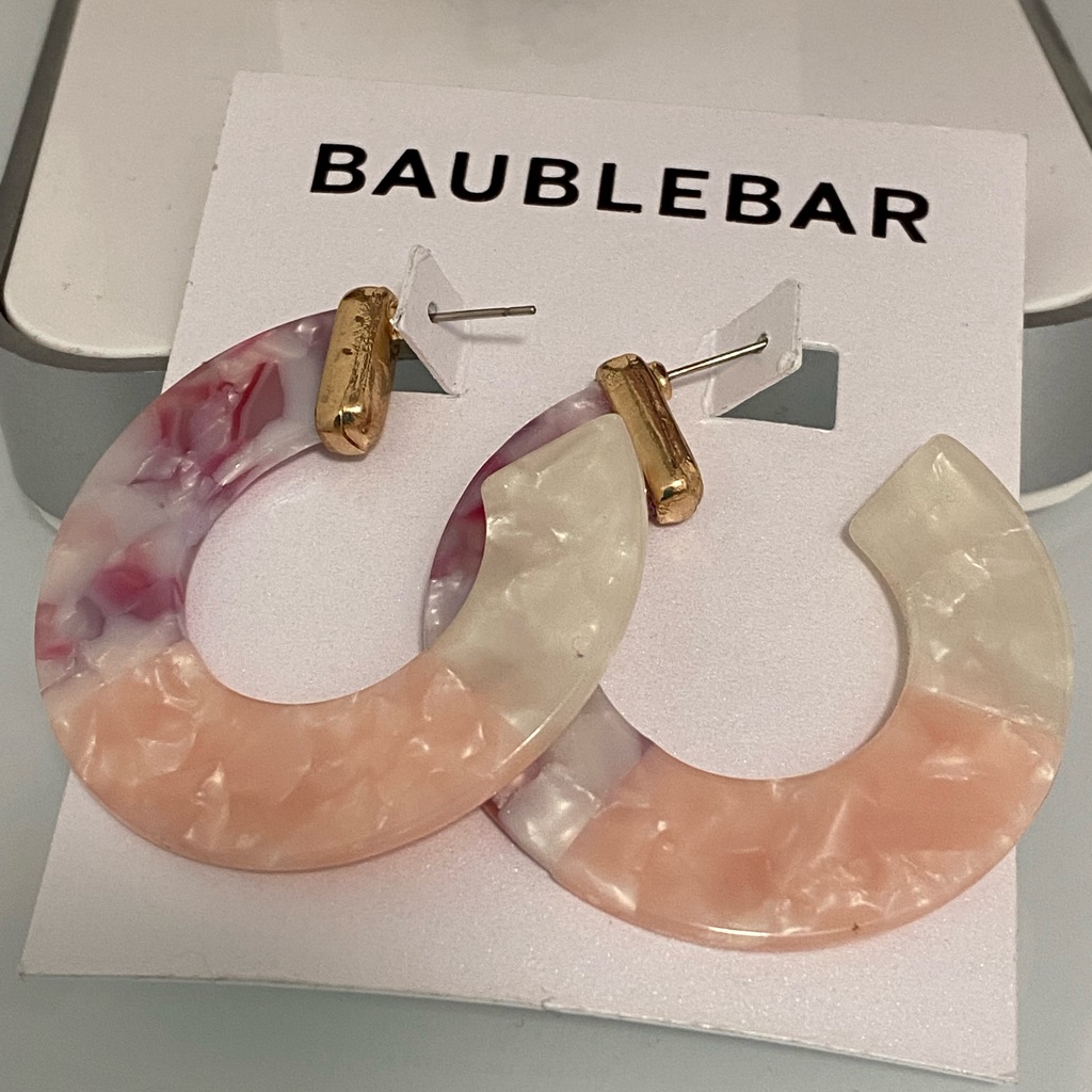 Baublebar Gold-Tone Dessa Marbled Resin Tri-Tone 225 Hoop Earrings 22$